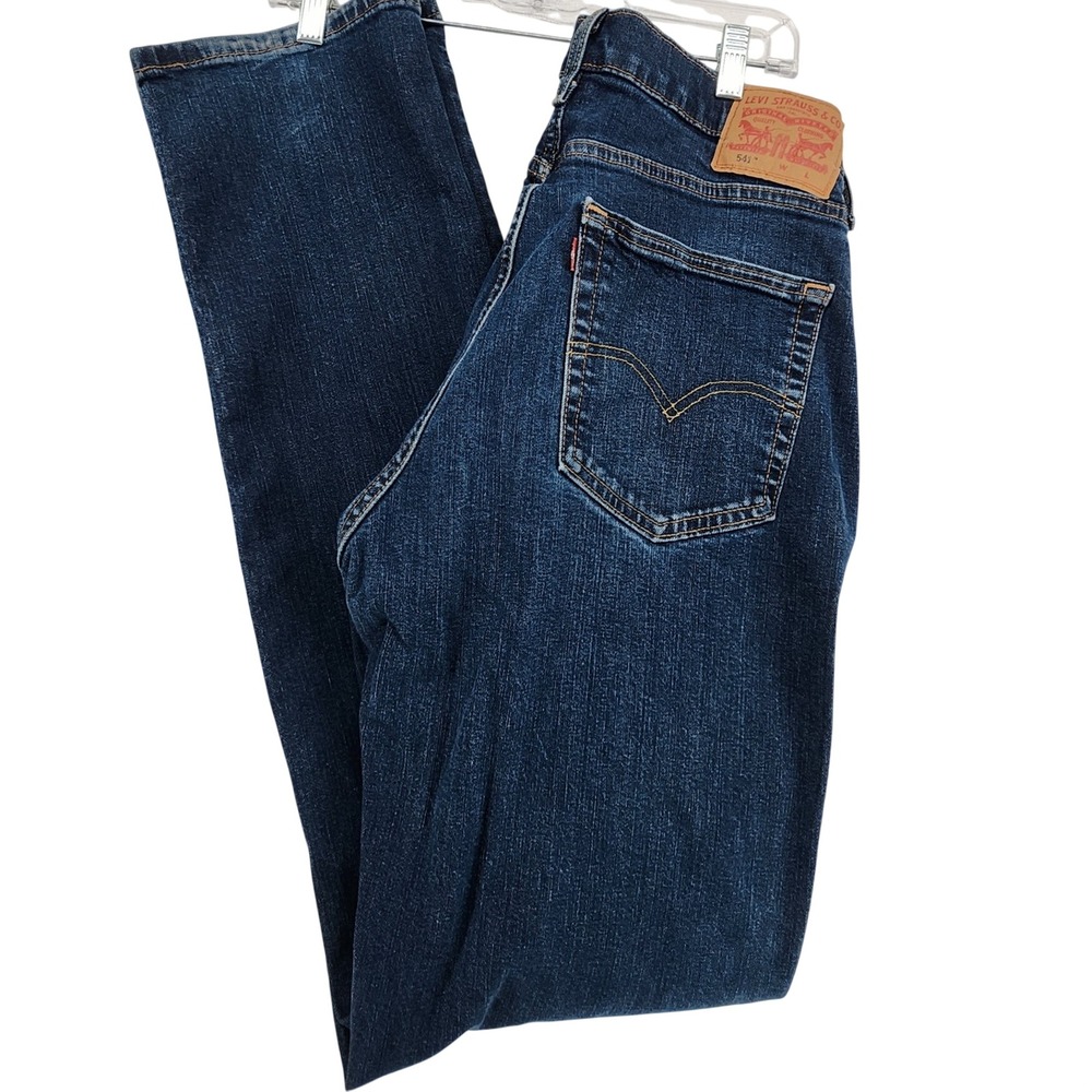 Levis 36x38 Dark Wash 541 Athletic Taper Jeans Tall Big Mens Denim Workwear